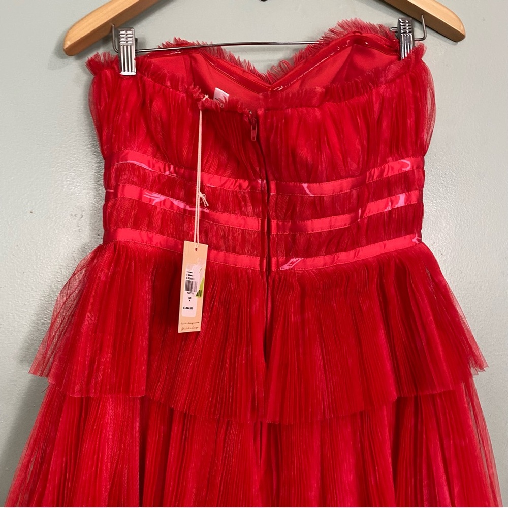 Anthropologie Hutch‎ Evie Strapless Tiered Maxi Dress Red Size 4 Tulle - Picture 5 of 8